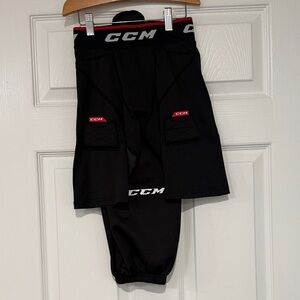 CCM Black and Red Ice Hockey Compression Pants (JL) with Hockey socks (JR)